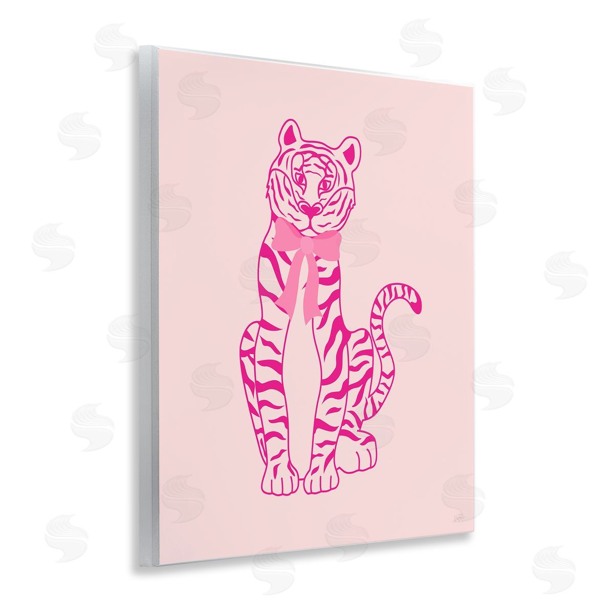 Mod Chic Tiger with Bow Wood Plaque Wall Art, Home Decor by Natalie Carpentieri