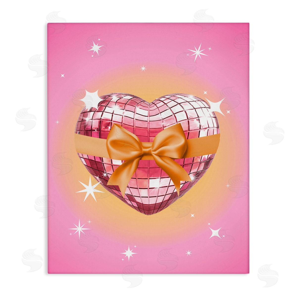 Heart Disco & Ribbon Canvas Wall Art, Home Decor by Susan Arnot