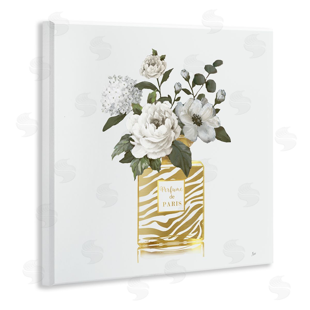 Chic Striped Perfume Bouquet Wood Plaque Wall Art, Home Decor by Nan