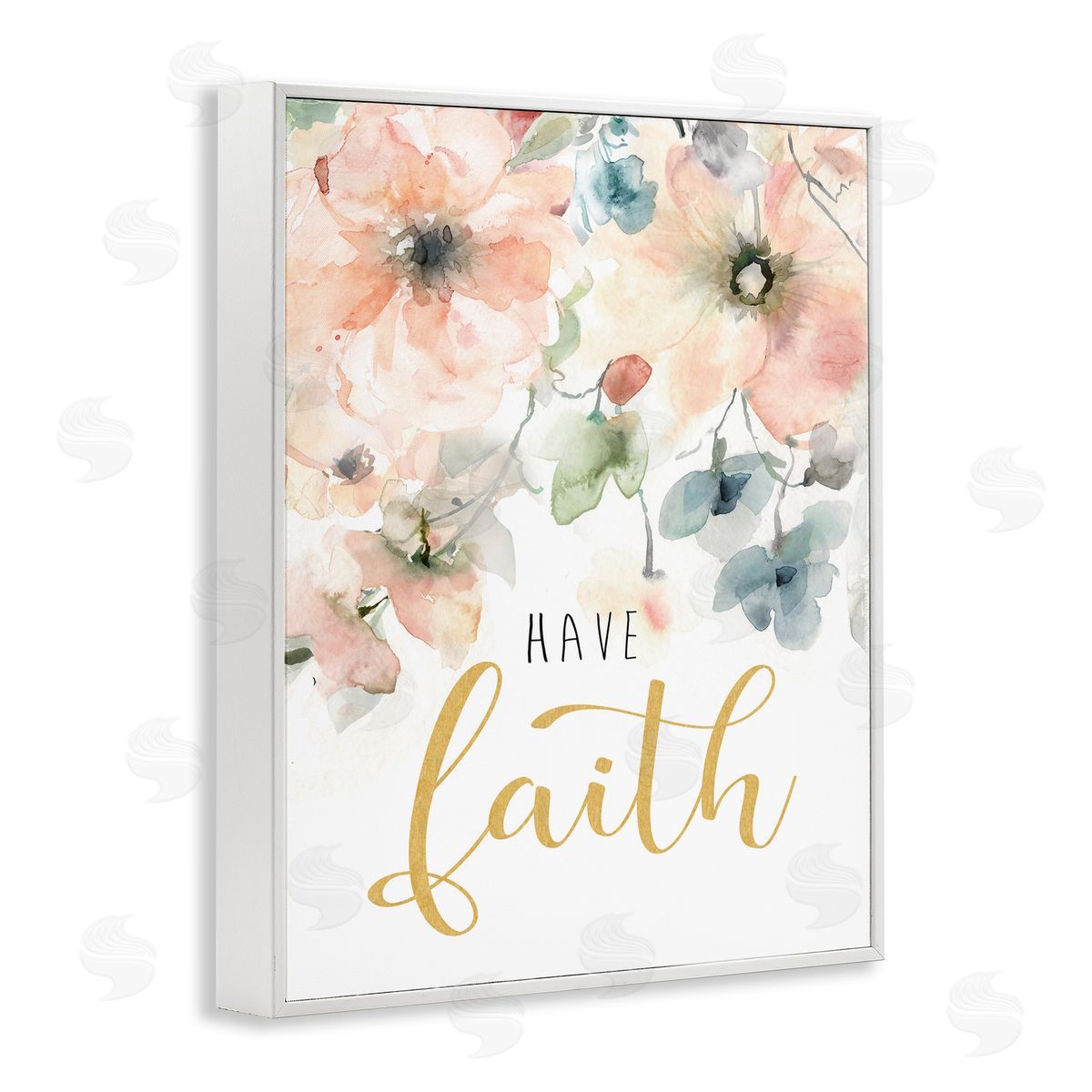 Have Faith on Florals White Frame Print Wall Art, Home Decor by Carol Robinson