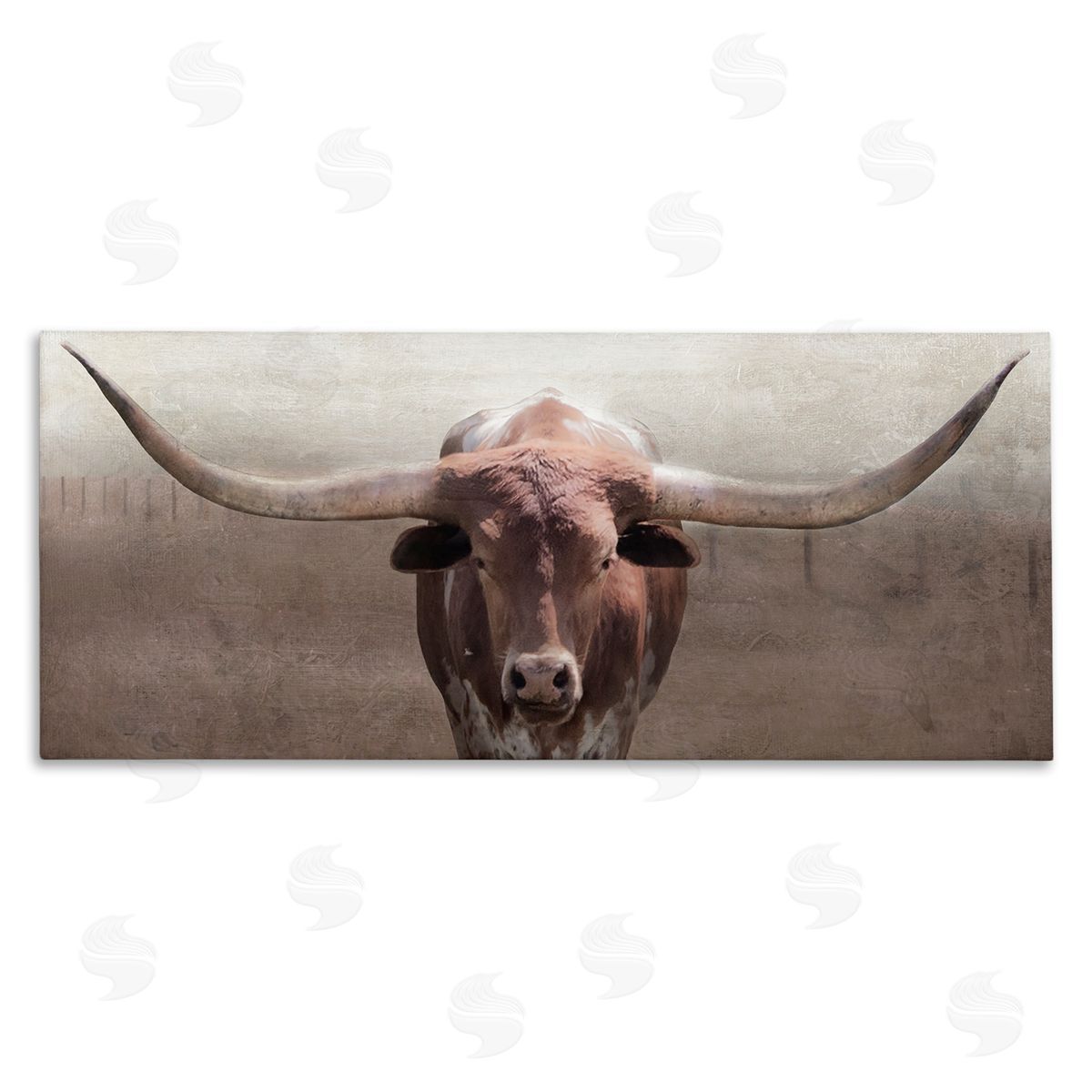 Rustic Western Longhorn Canvas Wall Art, Home Decor by Carol Robinson