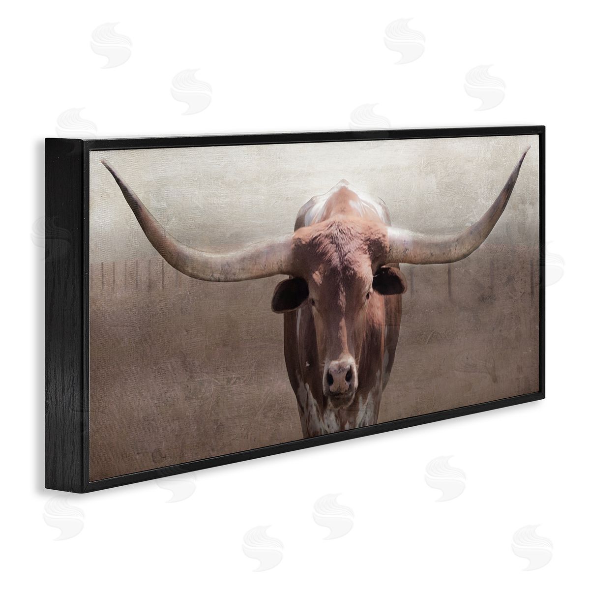 Rustic Western Longhorn Black Frame Print Wall Art, Home Decor by Carol Robinson