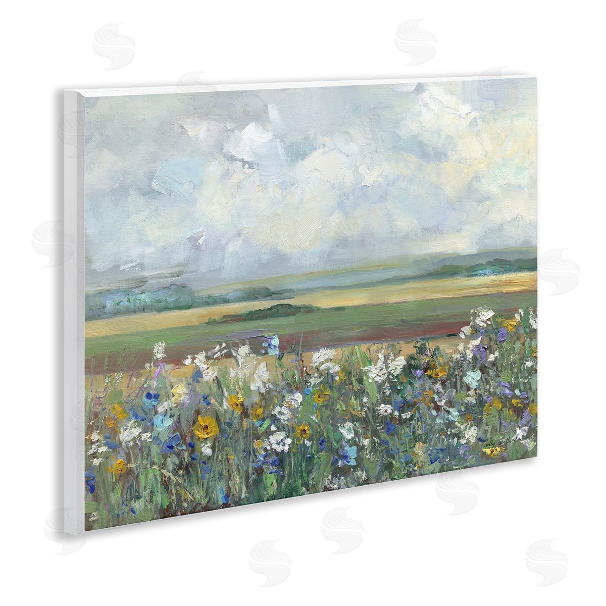 County Meadow Clouds Overhead Wood Plaque Wall Art, Home Decor by Sally Swatland