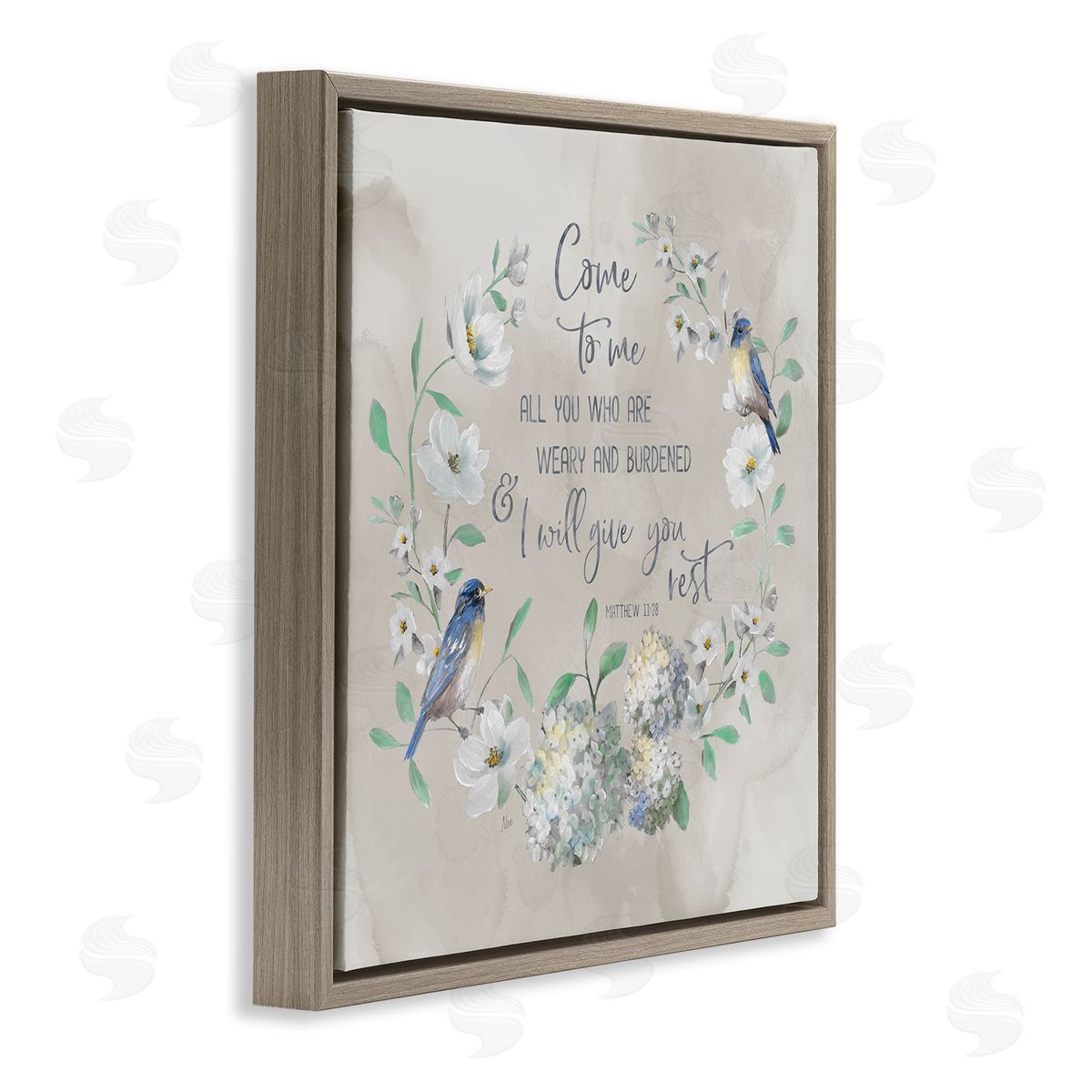 Comforting Proverb & Wreath Brown Floating Frame Canvas Wall Art, Home Decor by Nan