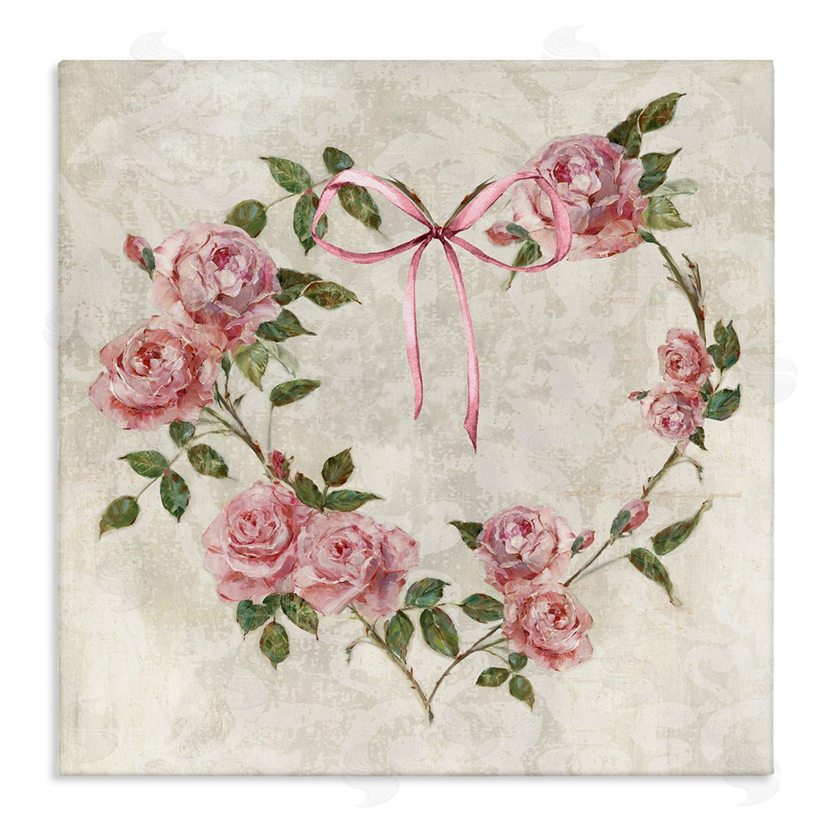 Rose Heart Wreath Canvas Wall Art, Home Decor by Sally Swatland