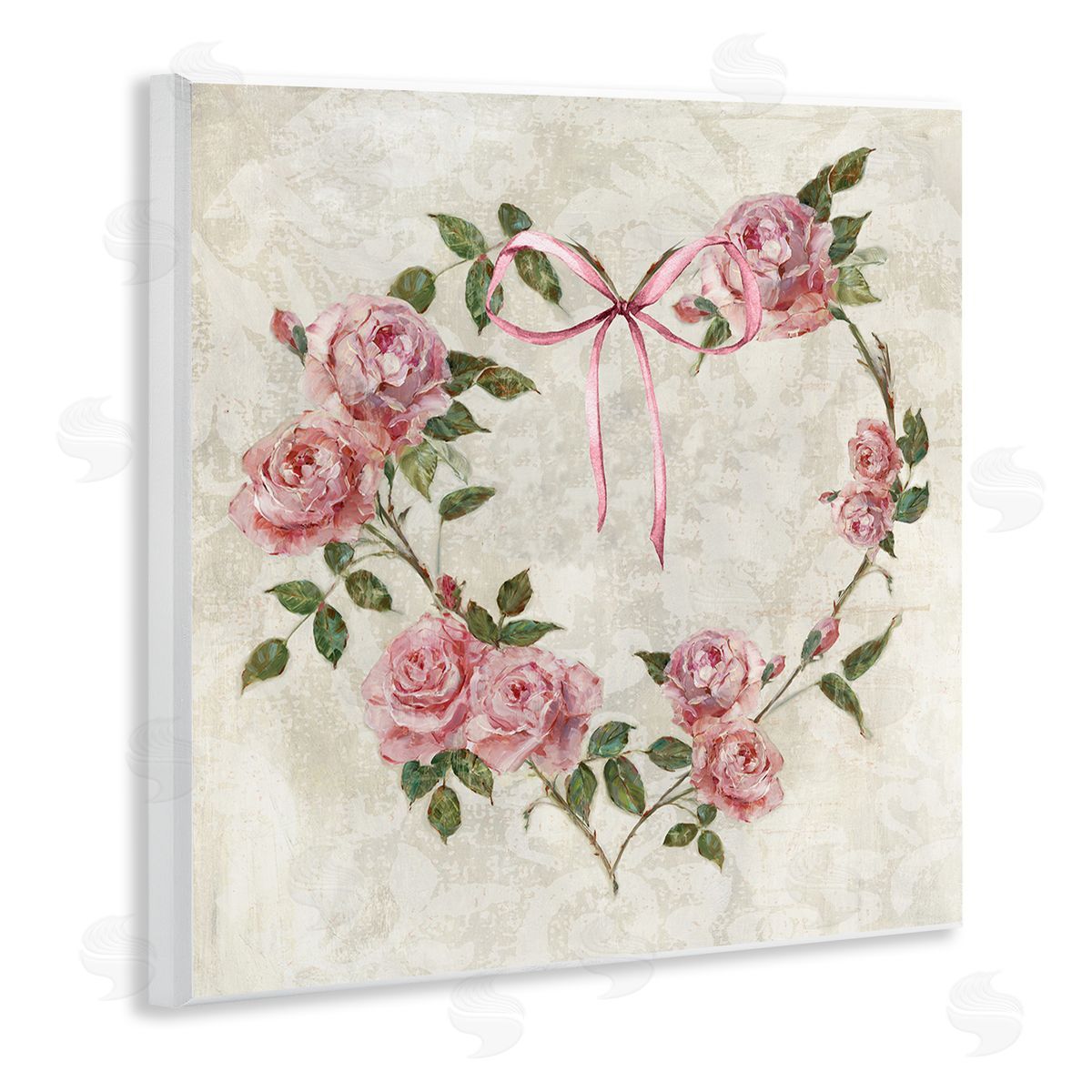 Rose Heart Wreath Wood Plaque Wall Art, Home Decor by Sally Swatland