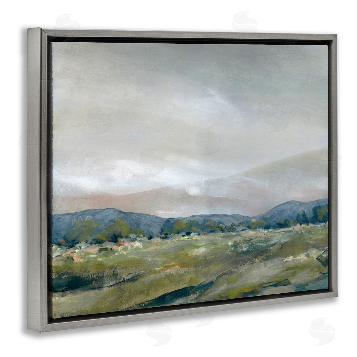 Foggy Morning Mountains Grey Floating Frame Canvas Wall Art, Home Decor by Carol Robinson
