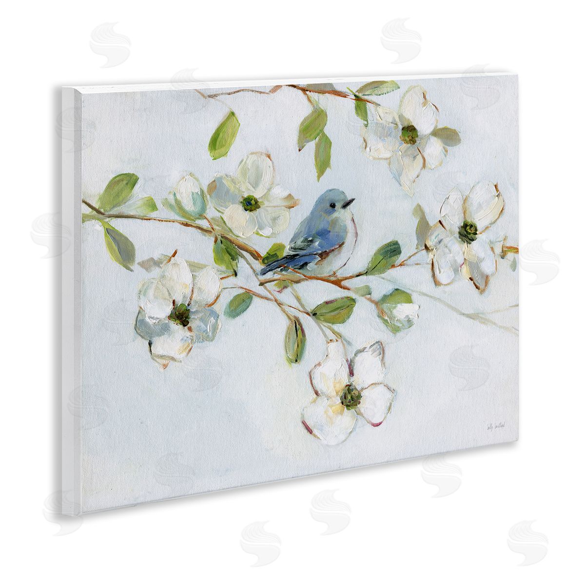 Bird Perched on Dogwood Wood Plaque Wall Art, Home Decor by Sally Swatland