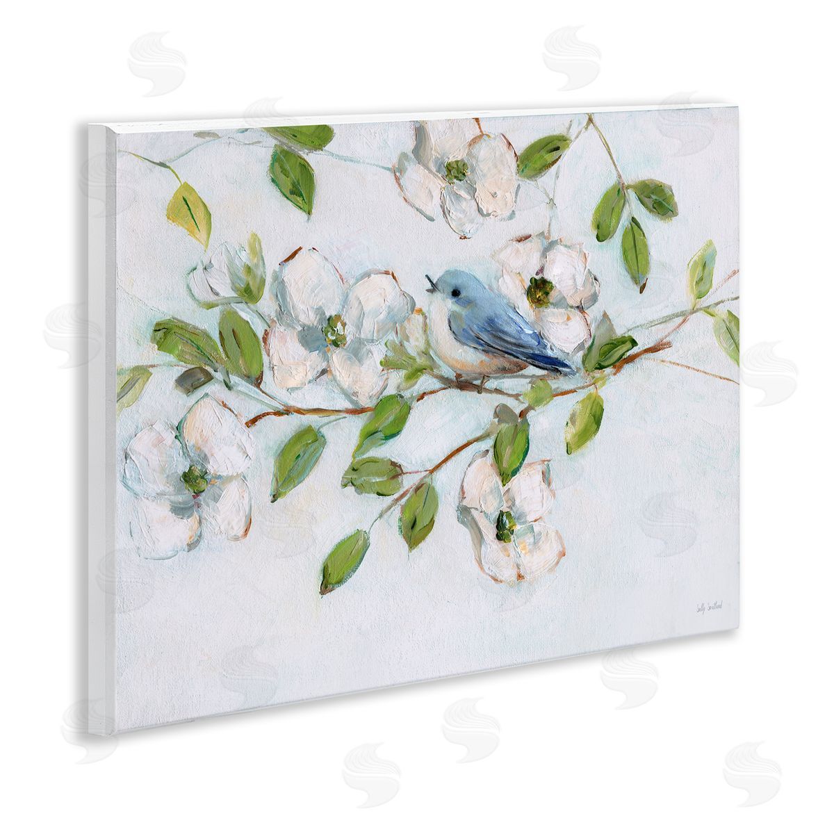 Bluebird on Dogwood Branch Wood Plaque Wall Art, Home Decor by Sally Swatland