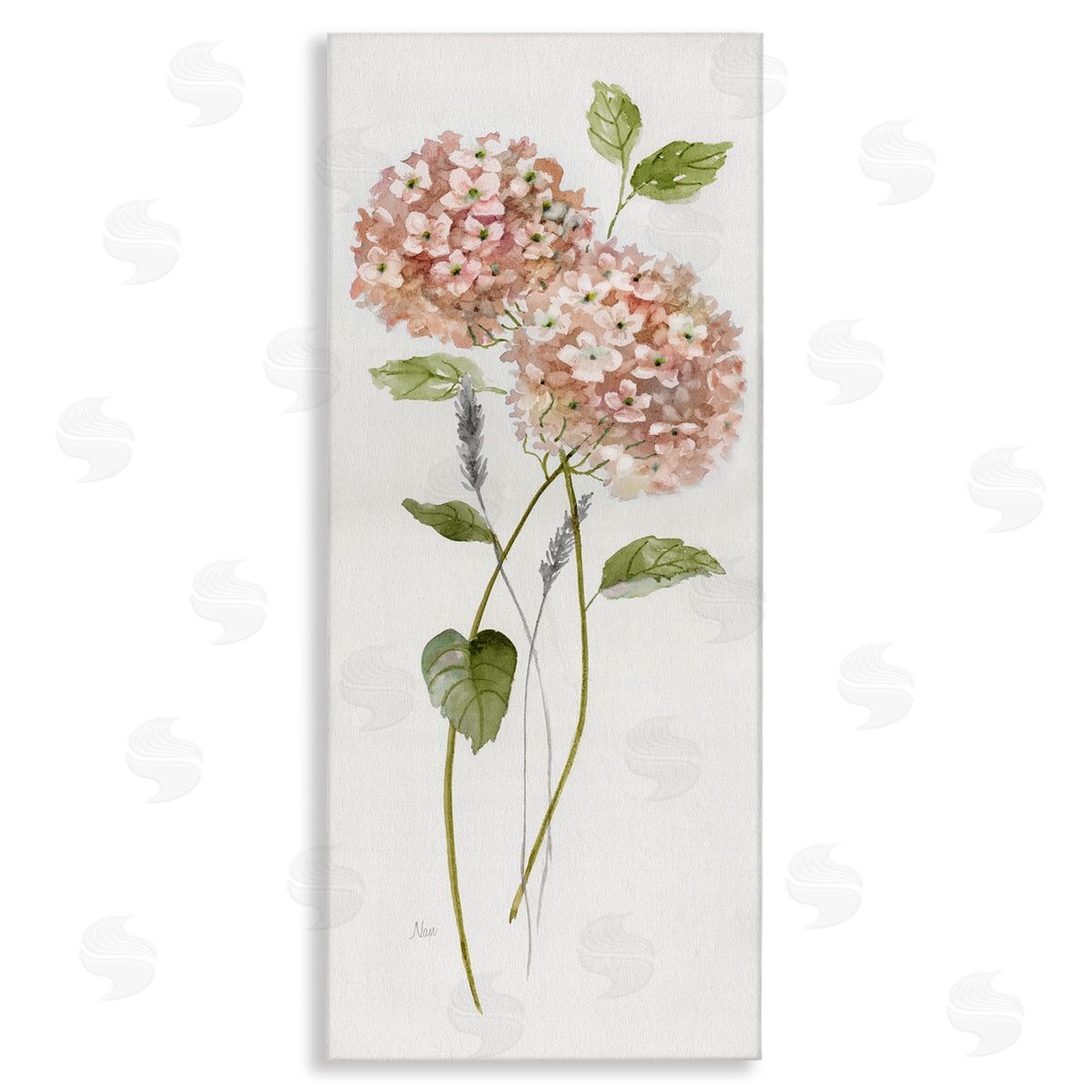 Two Pink Hydrangeas Canvas Wall Art, Home Decor by Nan