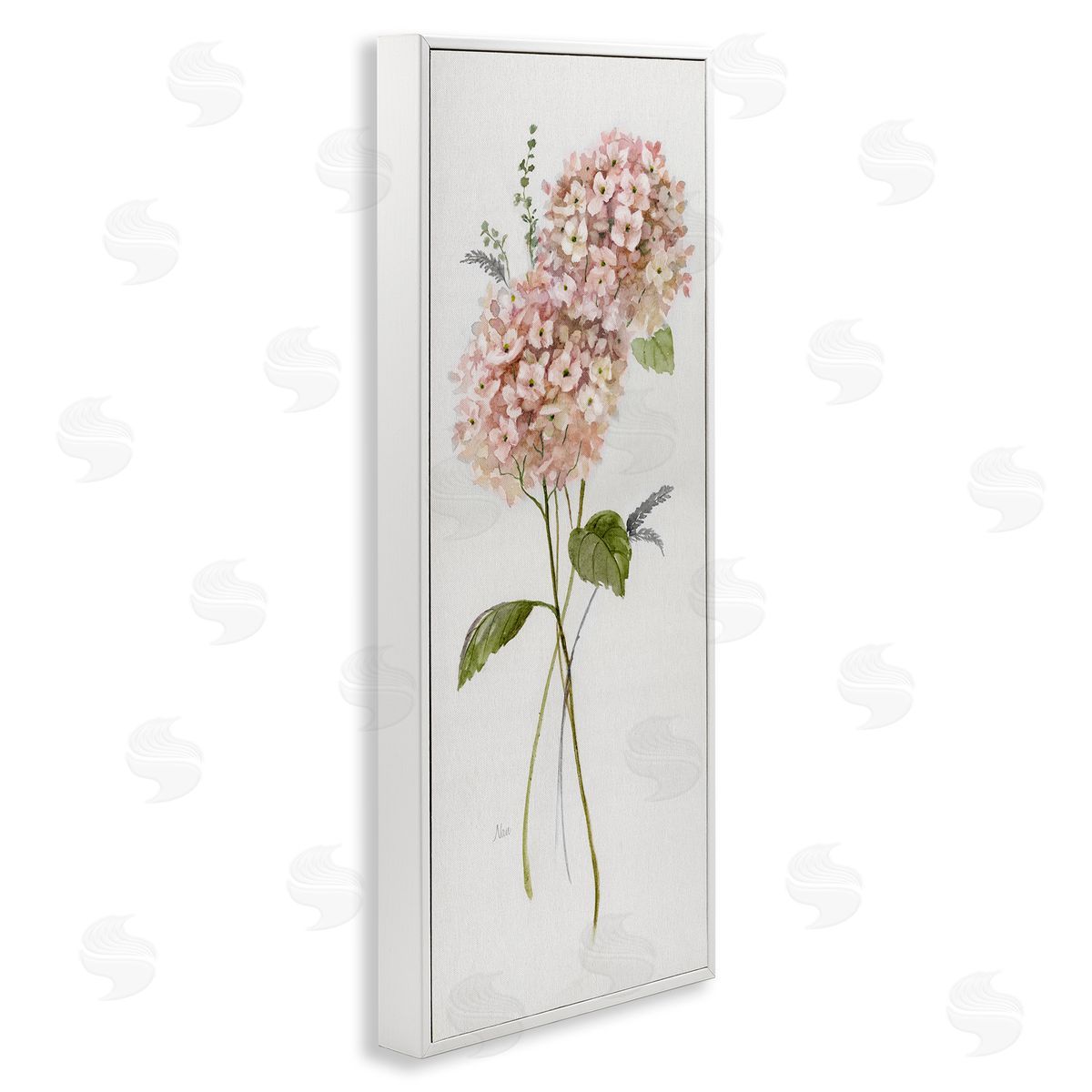 Pink Hydrangea Duo White Frame Print Wall Art, Home Decor by Nan