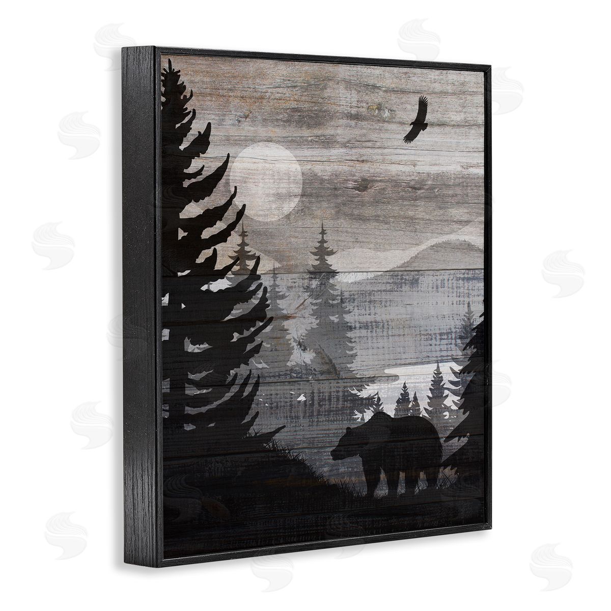 Rustic Woodland Evening Black Frame Print Wall Art, Home Decor by Susan Arnot