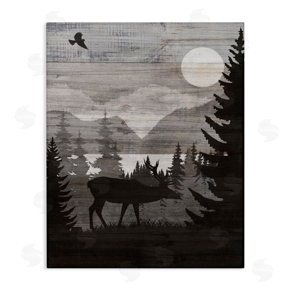 Rustic Moose at Night Canvas Wall Art, Home Decor by Susan Arnot