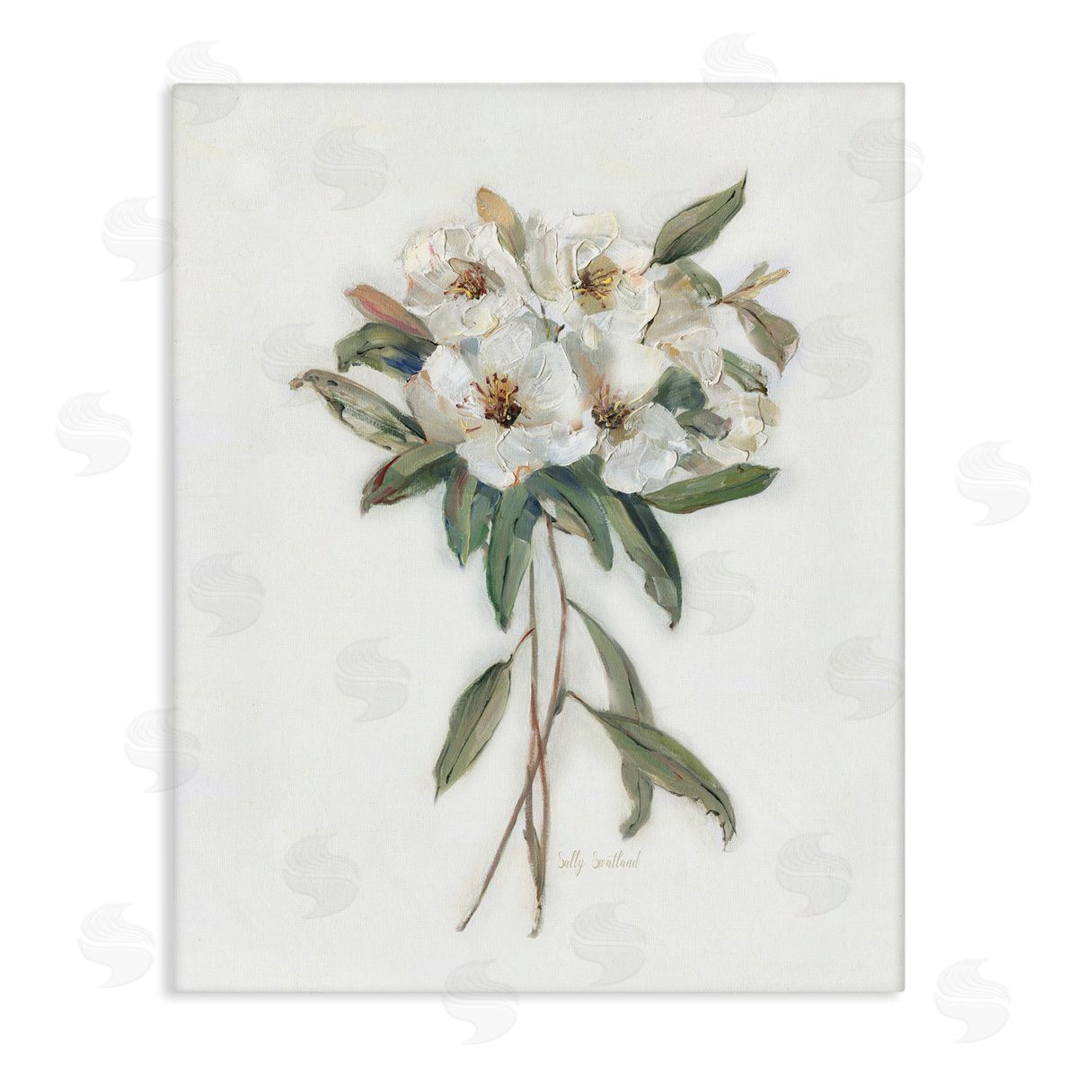 White Wildflower Bundle Canvas Wall Art, Home Decor by Sally Swatland