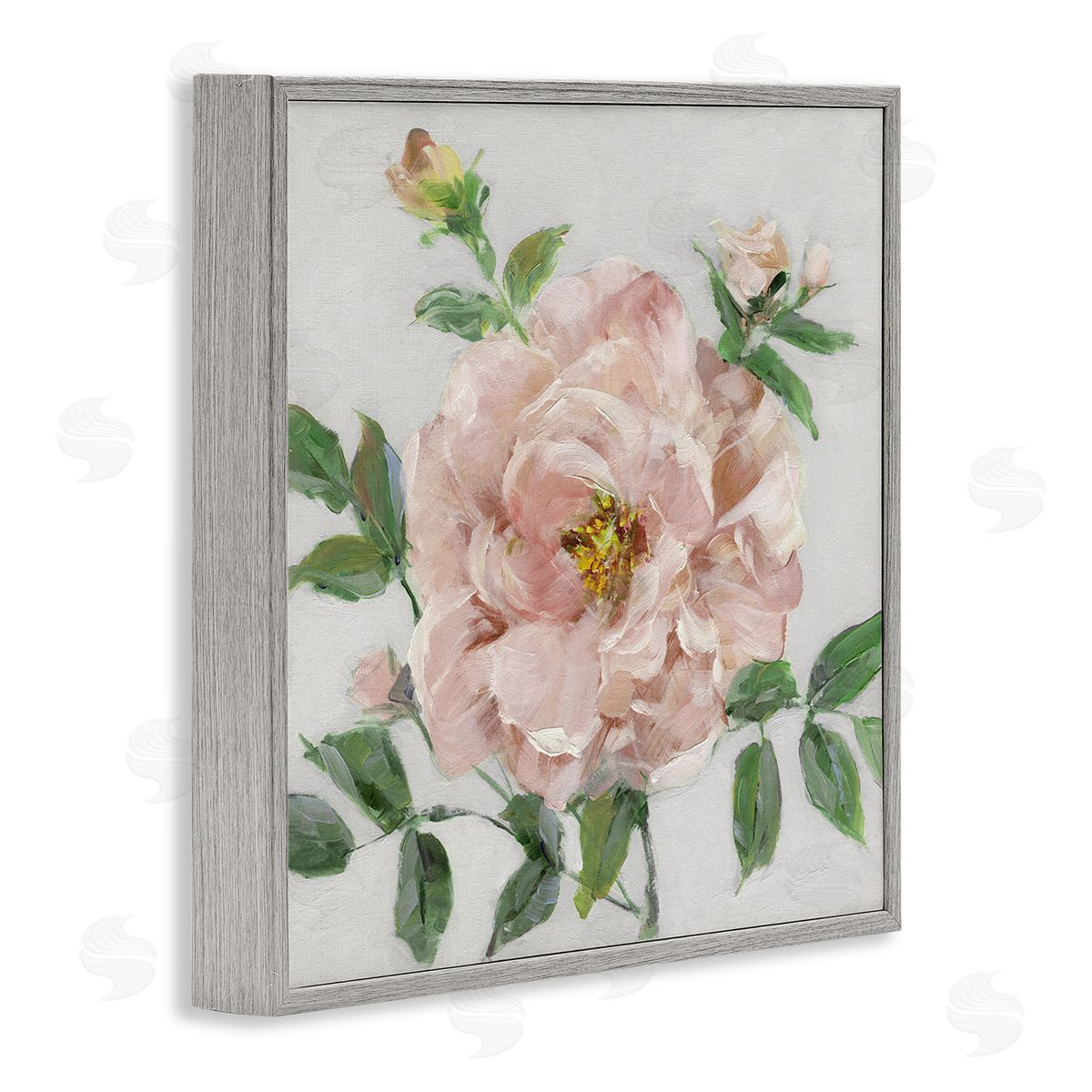 Pink Carnation Blossom Grey Frame Print Wall Art, Home Decor by Sally Swatland