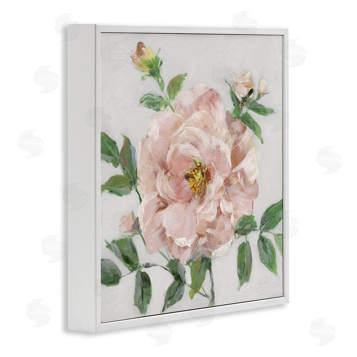 Pink Carnation Blossom White Frame Print Wall Art, Home Decor by Sally Swatland