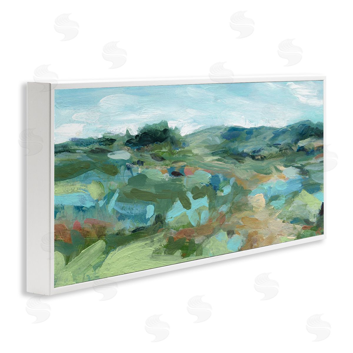 Painterly Landscape Greenery White Frame Print Wall Art, Home Decor by Carol Robinson
