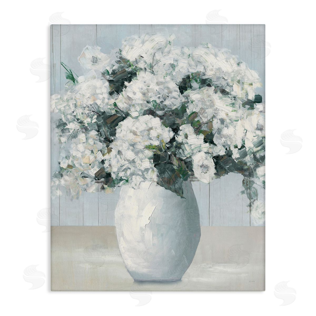 Timeless White Flower Vase Canvas Wall Art, Home Decor by Sally Swatland