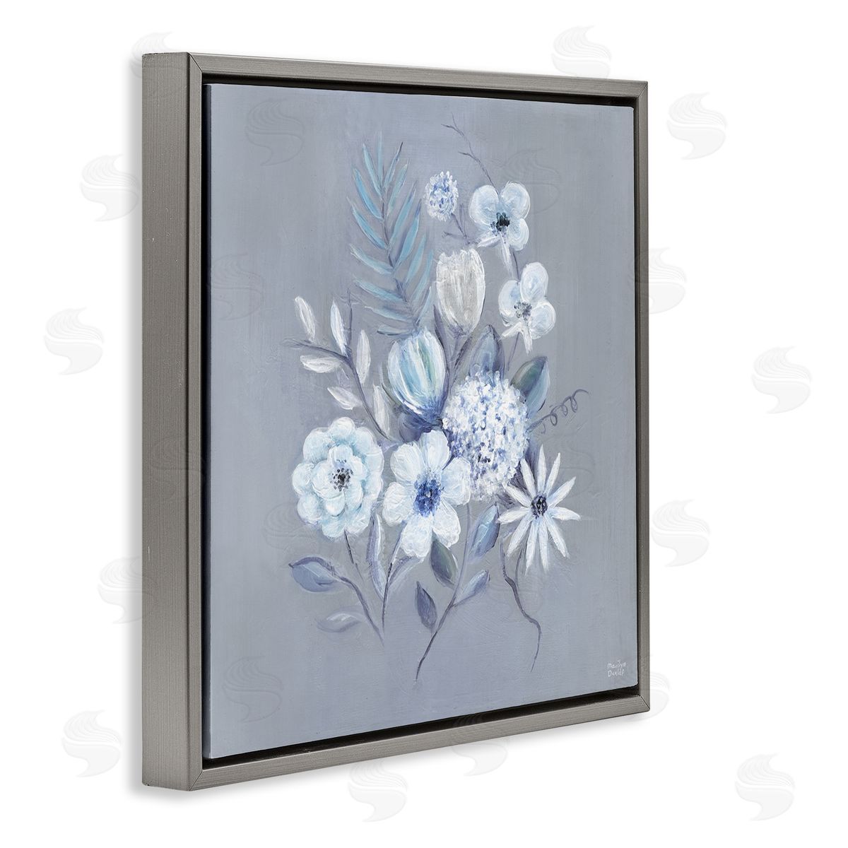Mixed Flower Bundle Grey Floating Frame Canvas Wall Art, Home Decor by Marilyn Dunlap