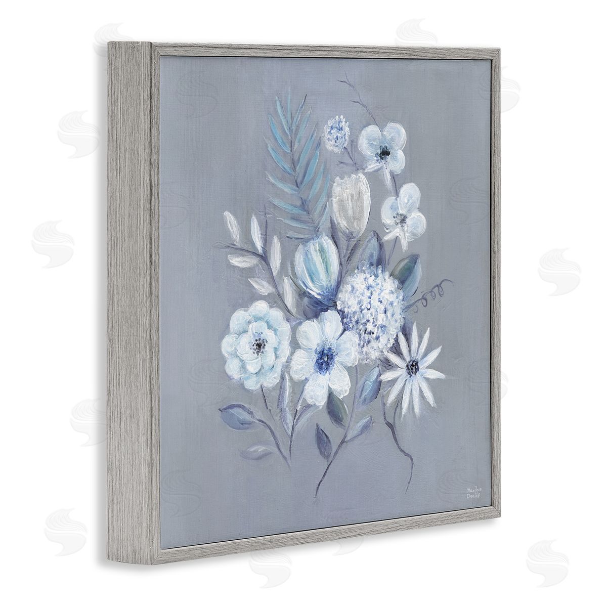 Mixed Flower Bundle Grey Frame Print Wall Art, Home Decor by Marilyn Dunlap