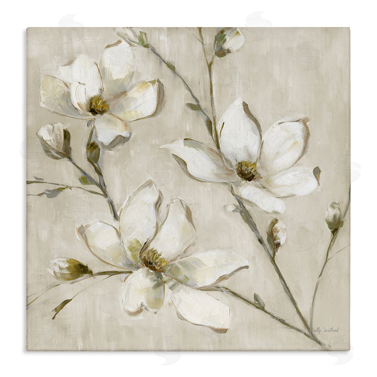 Neutral Dogwood Branches Canvas Wall Art, Home Decor by Sally Swatland