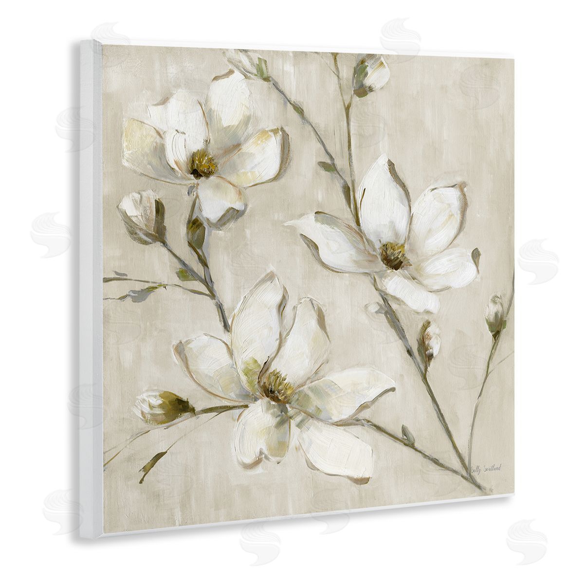 Neutral Dogwood Branches Wood Plaque Wall Art, Home Decor by Sally Swatland