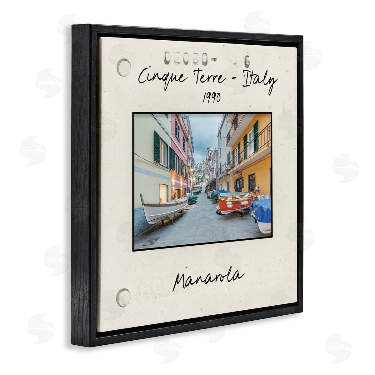 Vintage Travel Italy View Black Floating Frame Canvas Wall Art, Home Decor by Danita Delimont