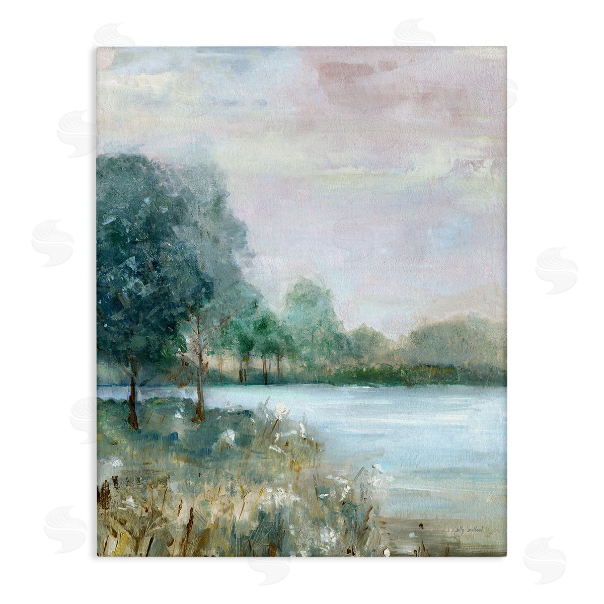 Serene Riverside View Canvas Wall Art, Home Decor by Sally Swatland