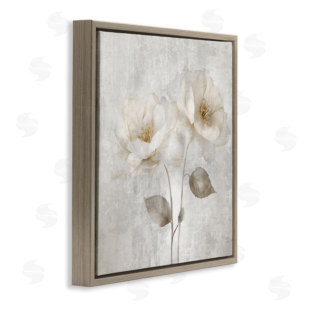 Blooming Roses Bunch Brown Floating Frame Canvas Wall Art, Home Decor by Irene Weisz