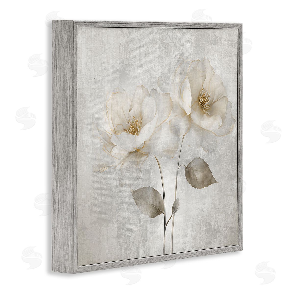 Blooming Roses Bunch Grey Frame Print Wall Art, Home Decor by Irene Weisz