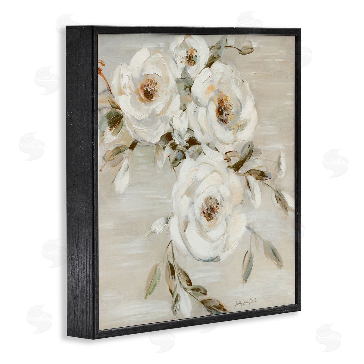 Neutral Rose Trio Black Frame Print Wall Art, Home Decor by Sally Swatland
