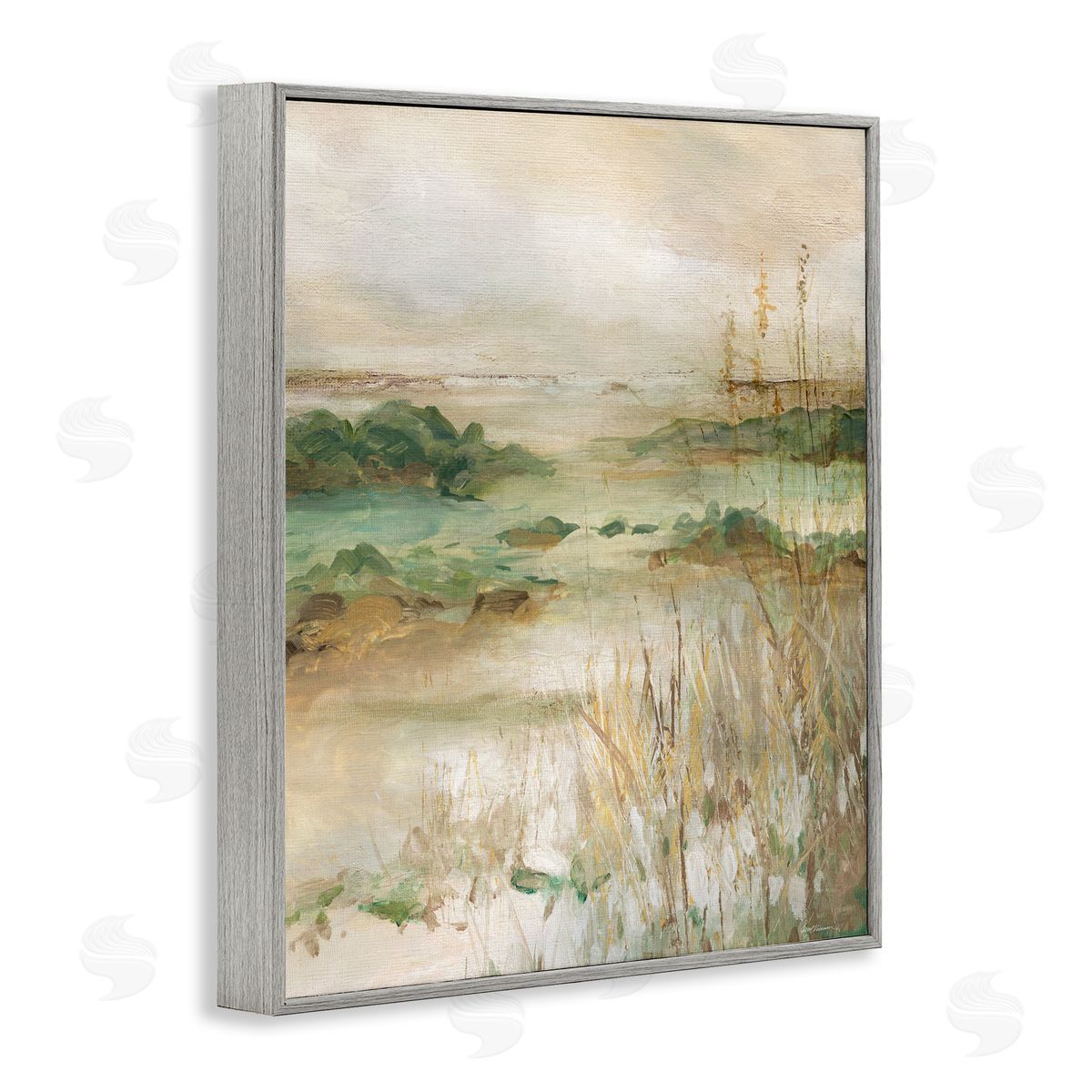 Abstract Marshland Pond Grey Frame Print Wall Art, Home Decor by Carol Robinson