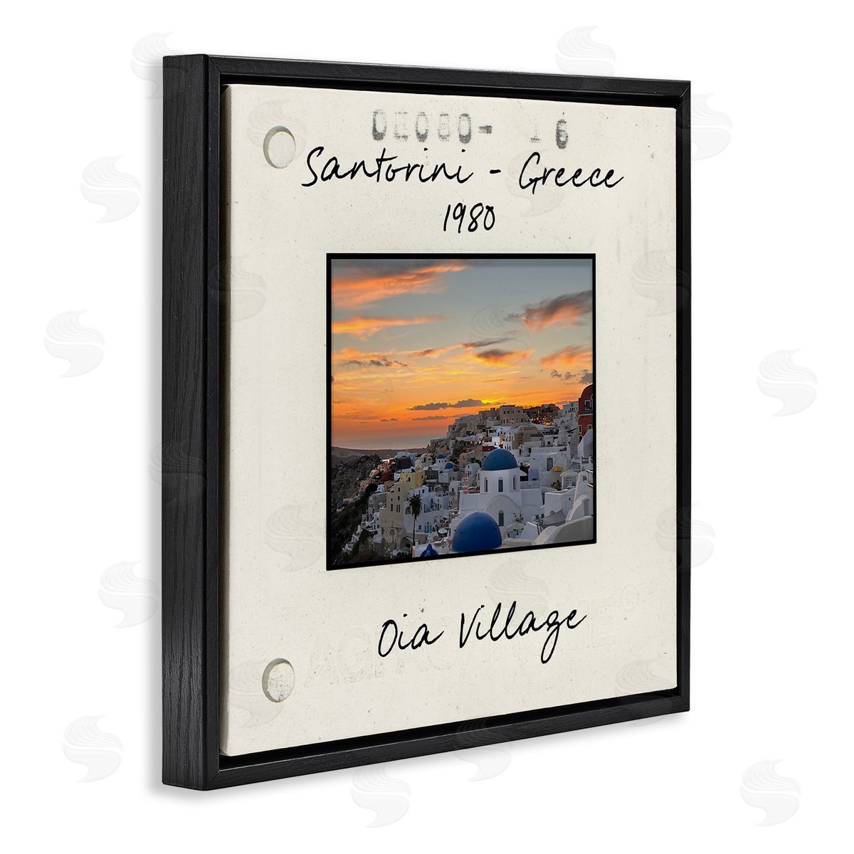 Greece Travel City View Black Floating Frame Canvas Wall Art, Home Decor by Val Rhodes