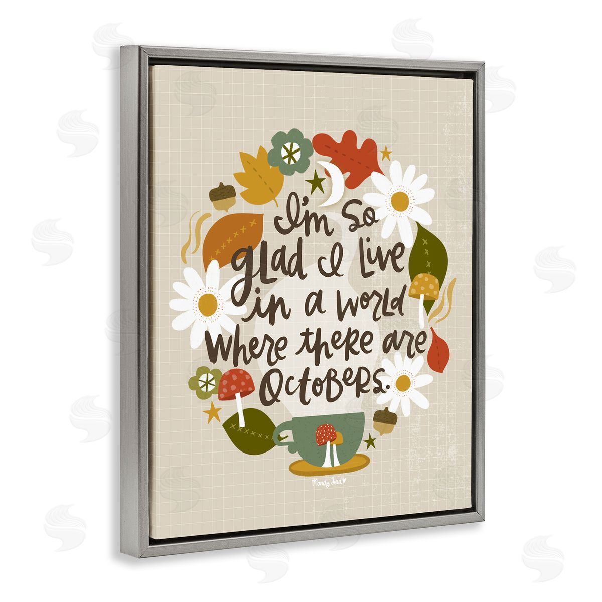 A World Where There Are Octobers Grey Floating Frame Canvas Wall Art, Home Decor by Mandy Ford Art + Illustration