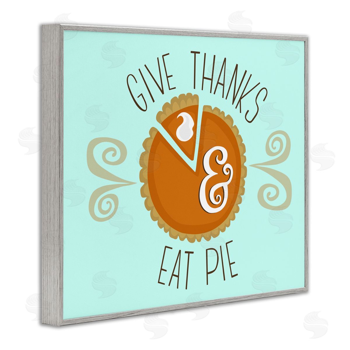 Give Thanks Eat Pie Grey Frame Print Wall Art, Home Decor by Mandy Ford Art + Illustration