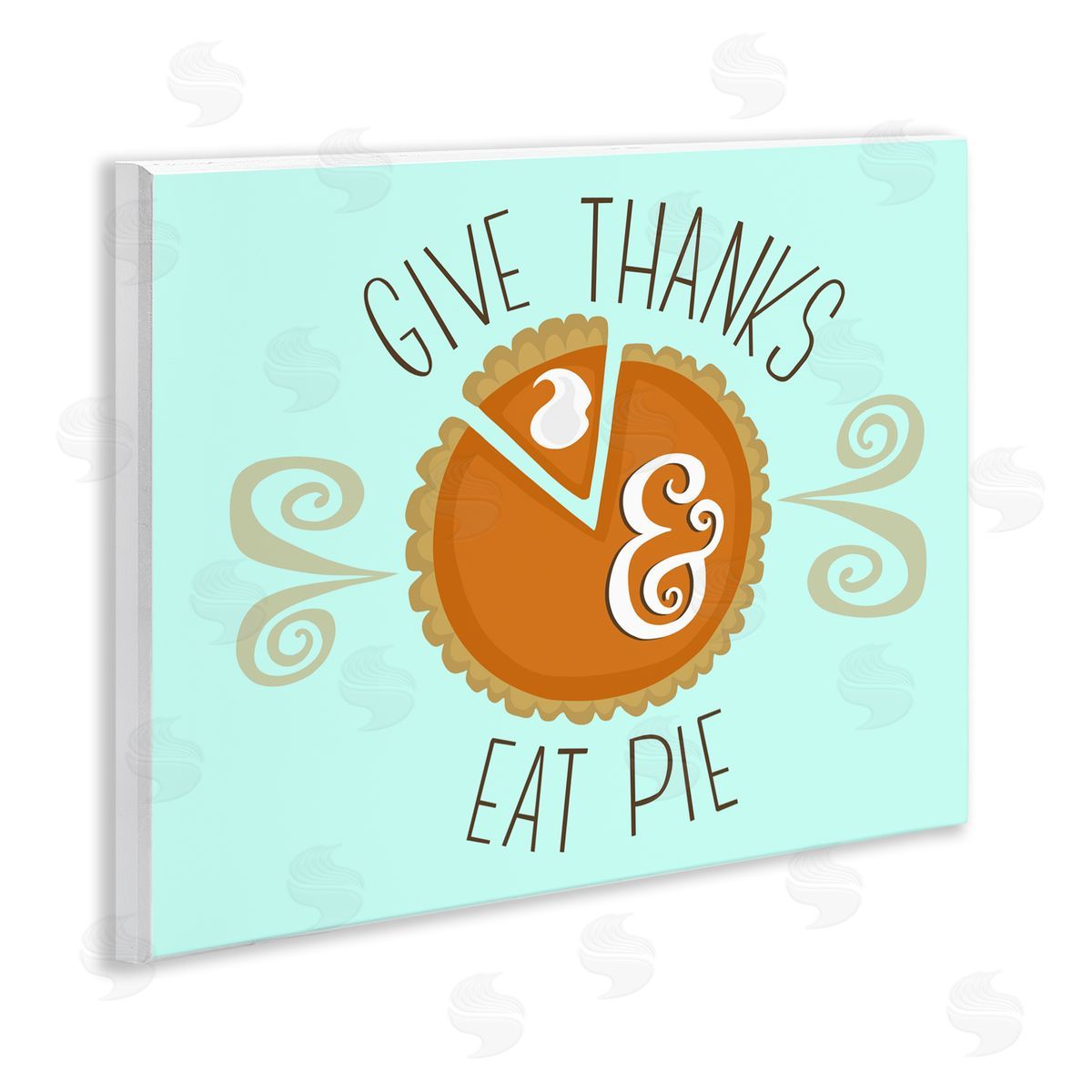 Give Thanks Eat Pie Wood Plaque Wall Art, Home Decor by Mandy Ford Art + Illustration
