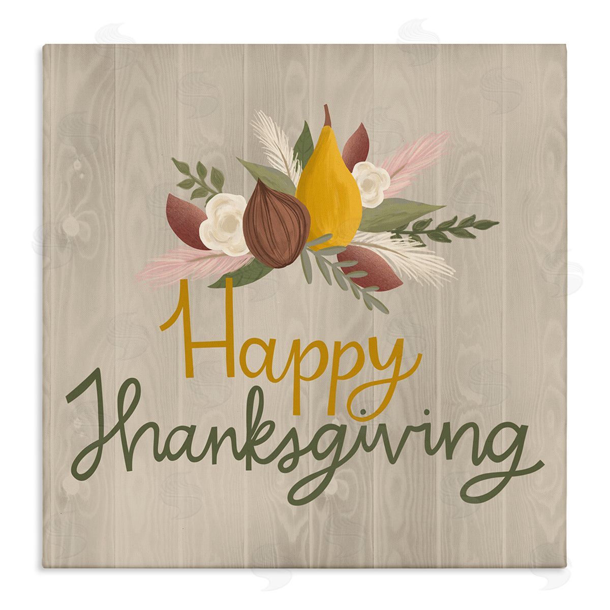 Happy Thanksgiving Rustic Harvest Canvas Wall Art, Home Decor by Mandy Ford Art + Illustration