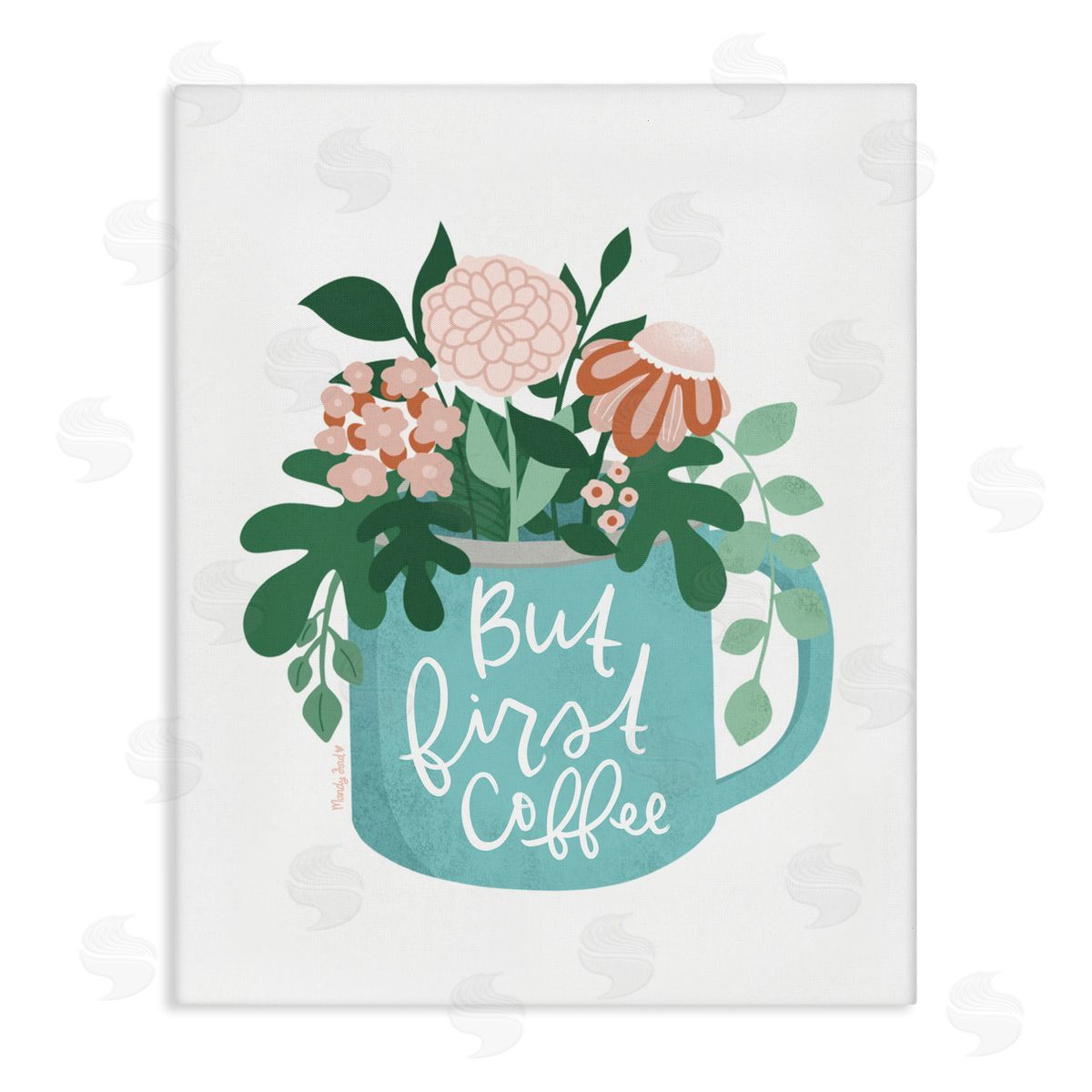 Floral But First Coffee Canvas Wall Art, Home Decor by Mandy Ford Art + Illustration