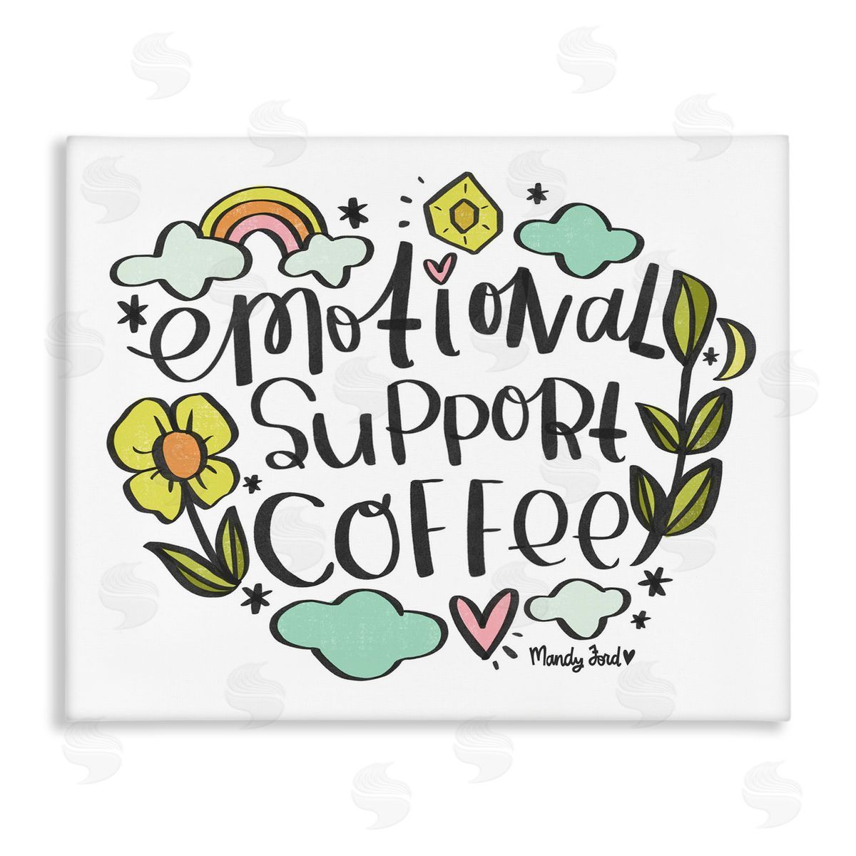 Motivational Support Coffee Canvas Wall Art, Home Decor by Mandy Ford Art + Illustration