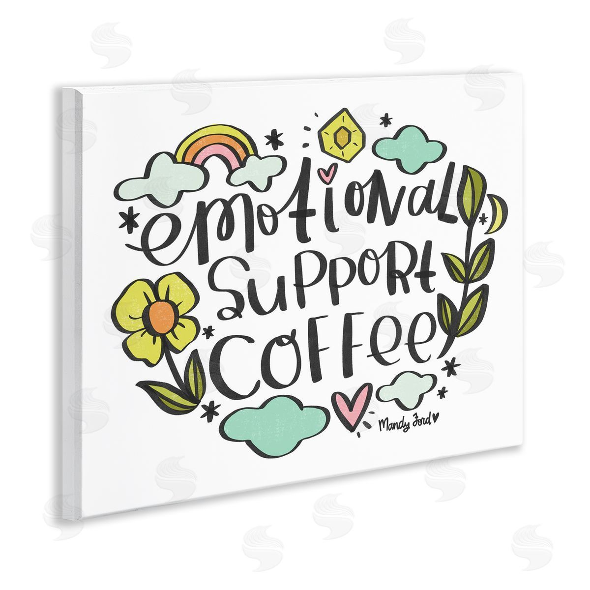 Motivational Support Coffee Wood Plaque Wall Art, Home Decor by Mandy Ford Art + Illustration