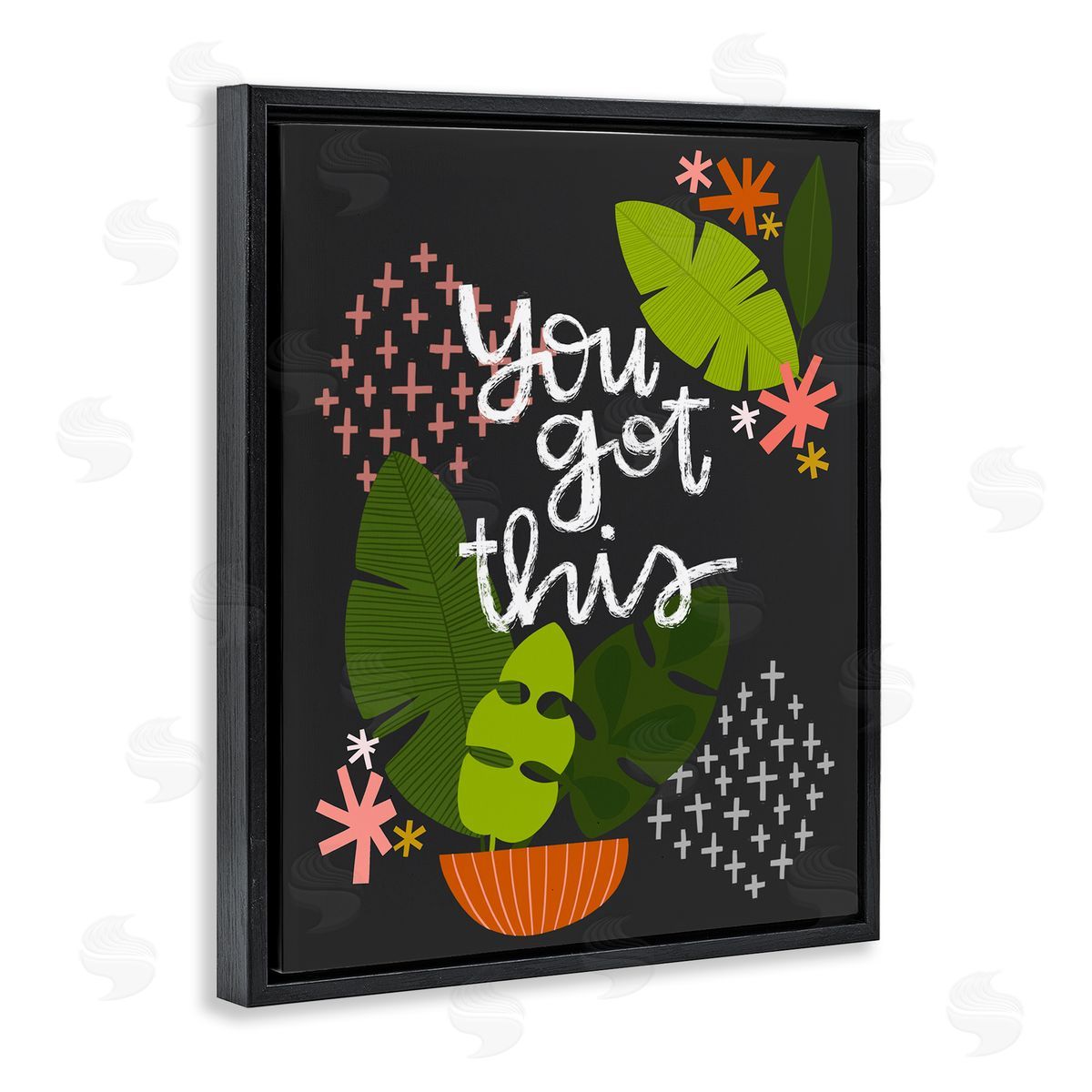 Modern You Got This Plant Black Floating Frame Canvas Wall Art, Home Decor by Mandy Ford Art + Illustration
