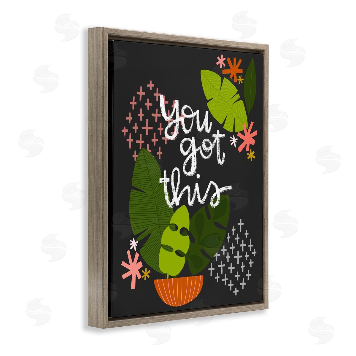 Modern You Got This Plant Brown Floating Frame Canvas Wall Art, Home Decor by Mandy Ford Art + Illustration