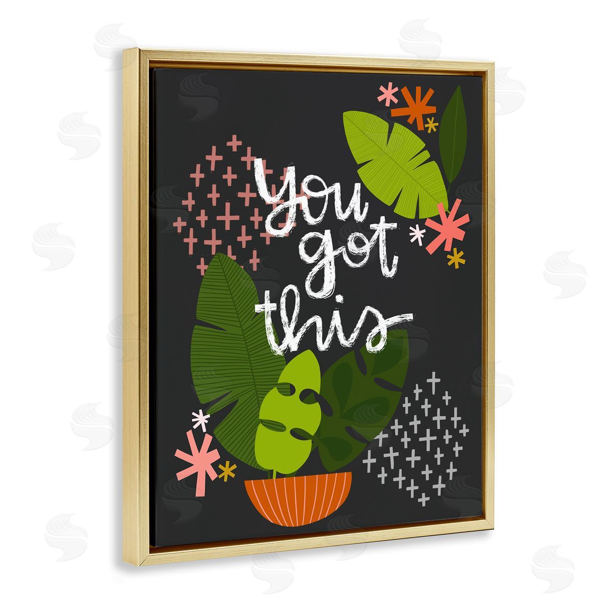 Modern You Got This Plant Gold Floating Frame Canvas Wall Art, Home Decor by Mandy Ford Art + Illustration