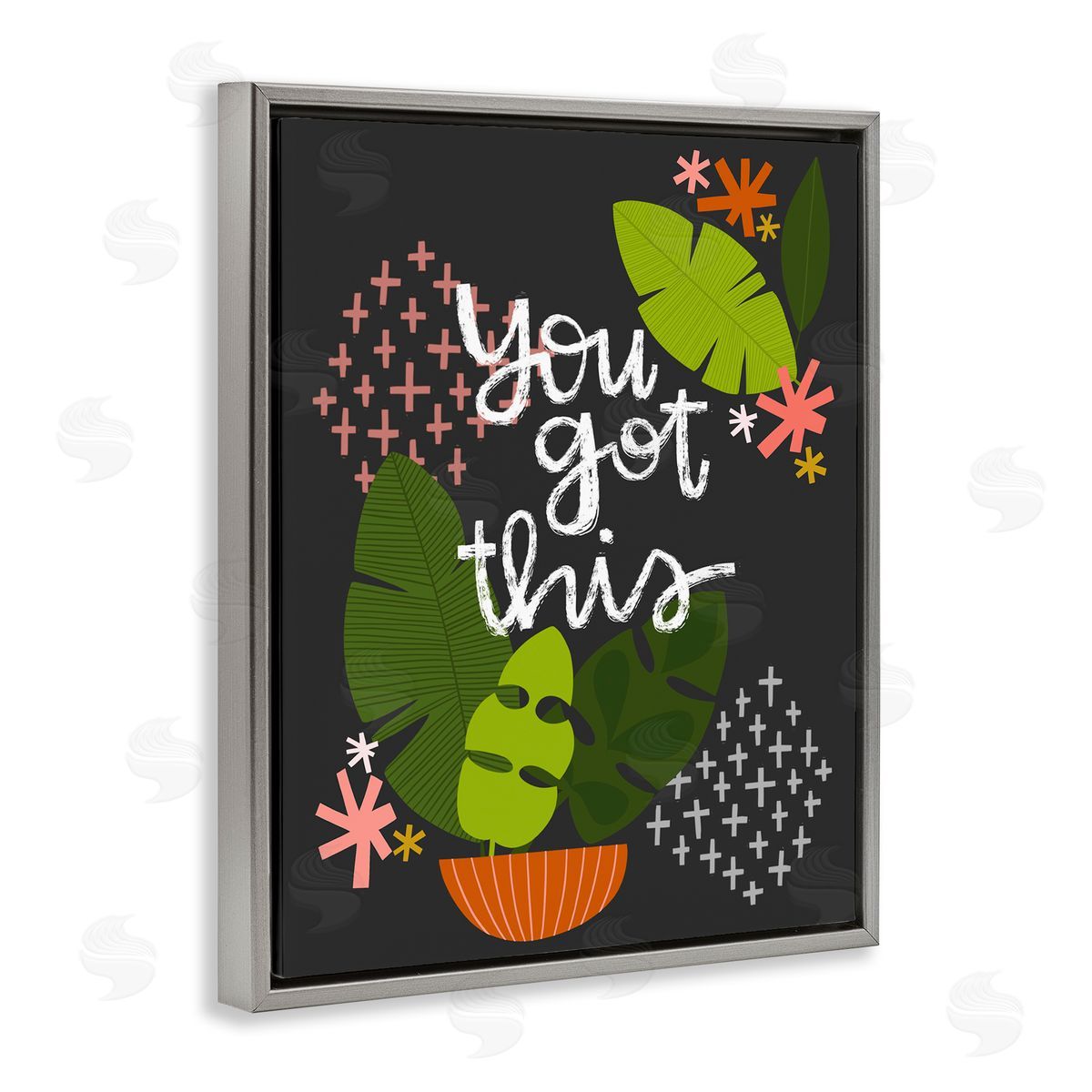 Modern You Got This Plant Grey Floating Frame Canvas Wall Art, Home Decor by Mandy Ford Art + Illustration