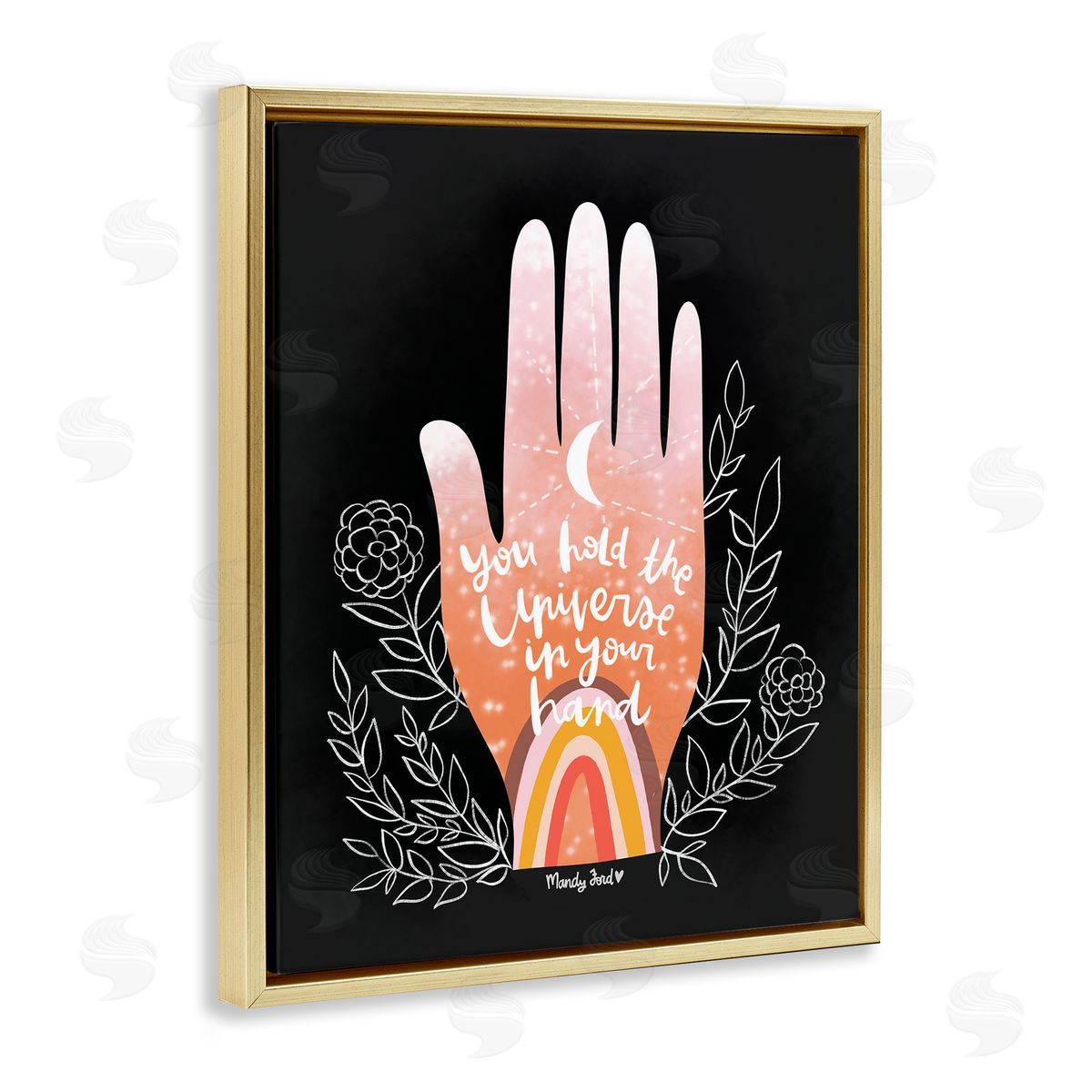 Universe In Your Hand Gold Floating Frame Canvas Wall Art, Home Decor by Mandy Ford Art + Illustration