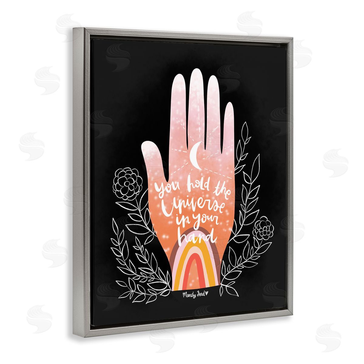Universe In Your Hand Grey Floating Frame Canvas Wall Art, Home Decor by Mandy Ford Art + Illustration