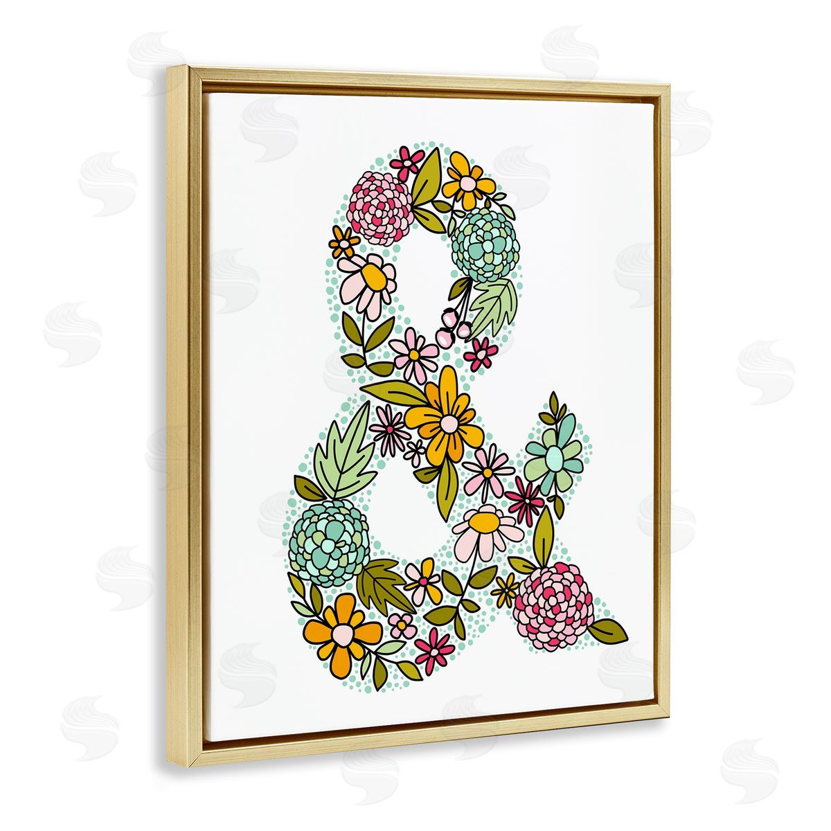 Hydrangea Florals Ampersand Gold Floating Frame Canvas Wall Art, Home Decor by Mandy Ford Art + Illustration