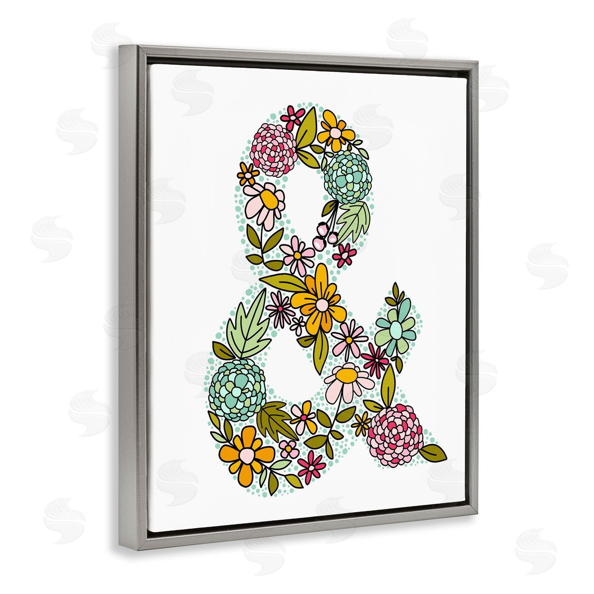 Hydrangea Florals Ampersand Grey Floating Frame Canvas Wall Art, Home Decor by Mandy Ford Art + Illustration