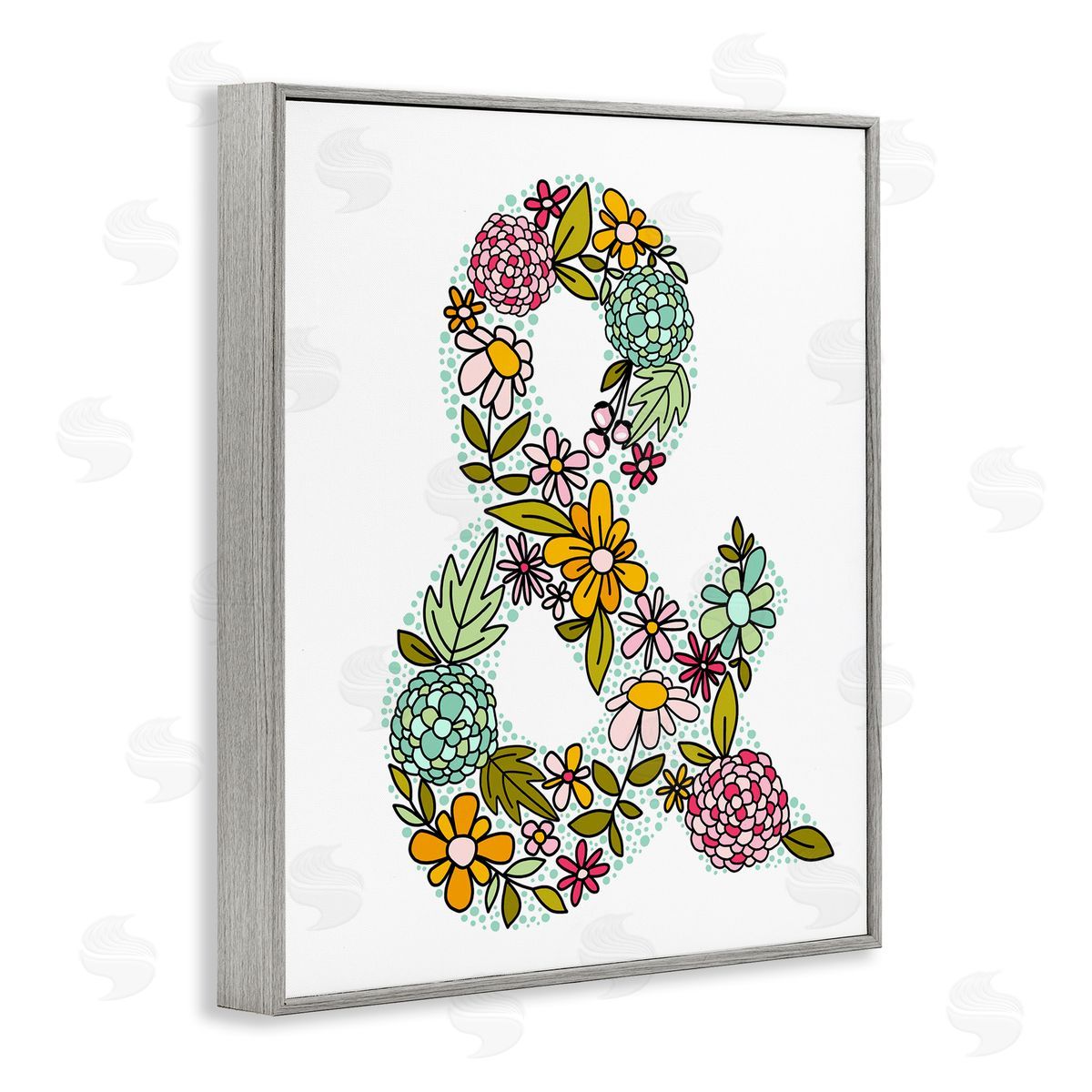 Hydrangea Florals Ampersand Grey Frame Print Wall Art, Home Decor by Mandy Ford Art + Illustration