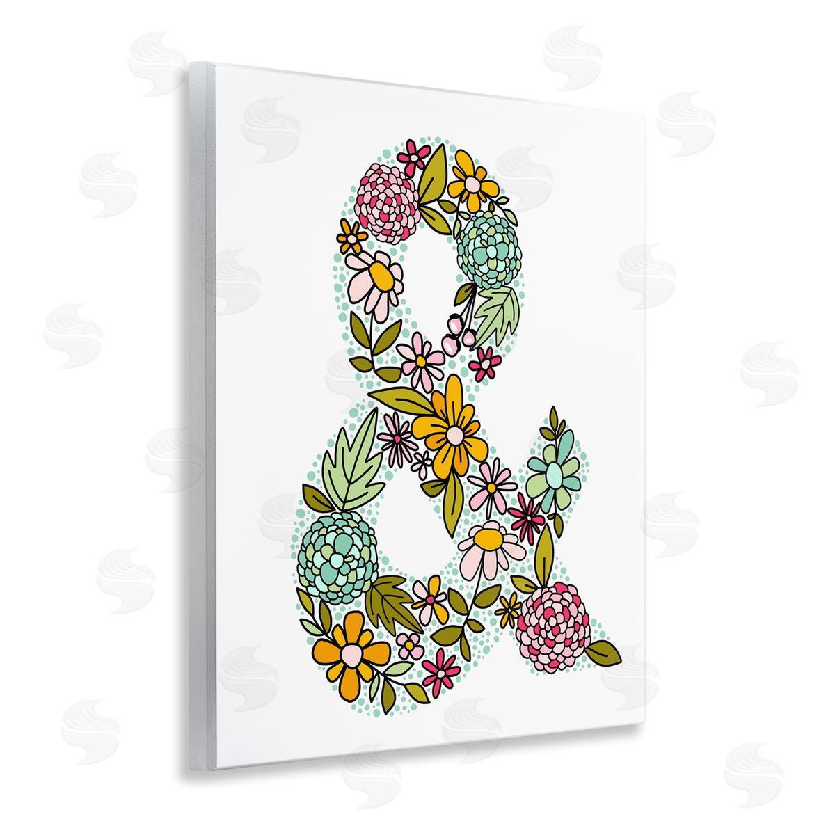 Hydrangea Florals Ampersand Wood Plaque Wall Art, Home Decor by Mandy Ford Art + Illustration